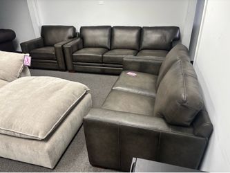 Couch, loveseat, and chair set. Leather couches.