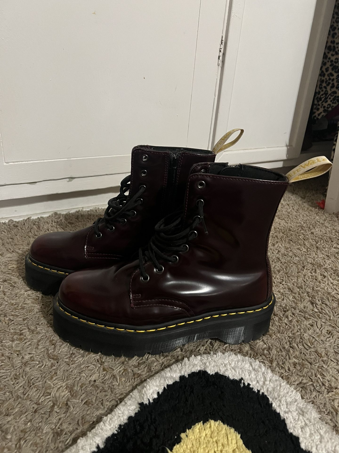 Dr. Martens Jadon Platform Boots Cherry Red Vegan Leather