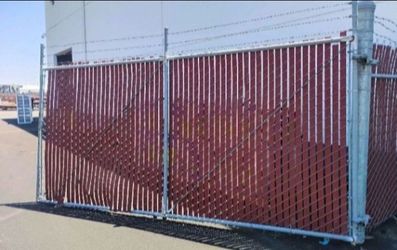 CHAIN LINK GATES - Commercial/ Industrial, (TWO) 8ft tall x 14 ft in-width gates, 35ft of fabric, etc