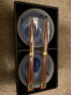 Japanese rice bowl and chopstick gift set