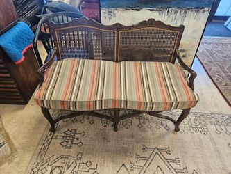 vintage French Louis XV-style cane-back settee
