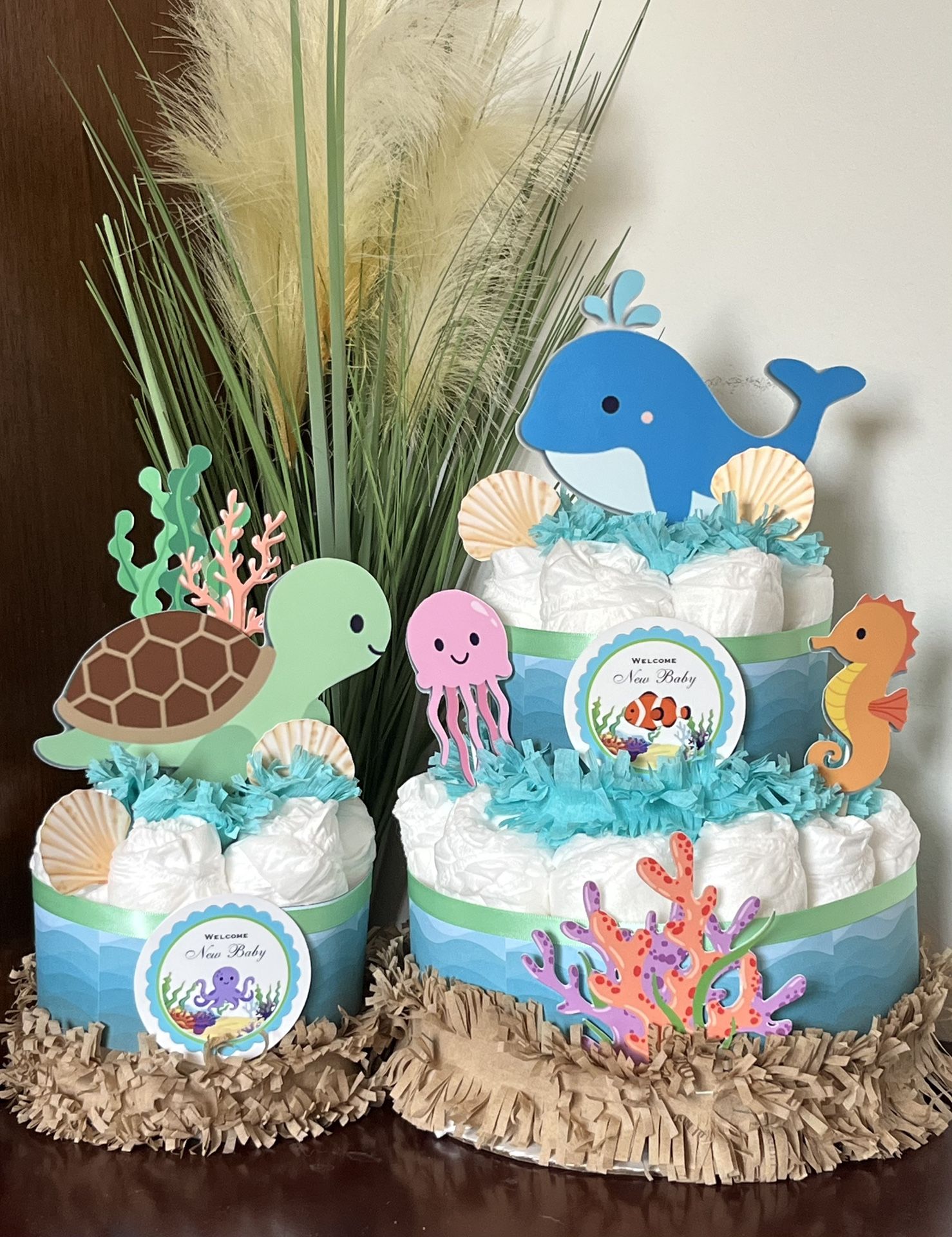 UNDER THE SEA Summer boy girl baby shower diaper cakes