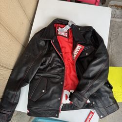 Disney Parks Marvel 1939 Black Red Stitch Authentic Leather Jacket Size: Small