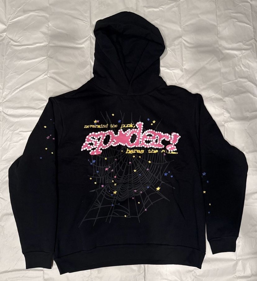 Sp5der hoodie pink n black V2