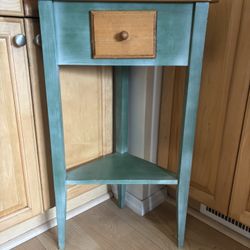 Corner Table With Drawer & Shelf