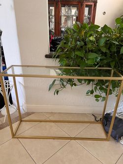 Modern Gold Metal & Glass Console Table