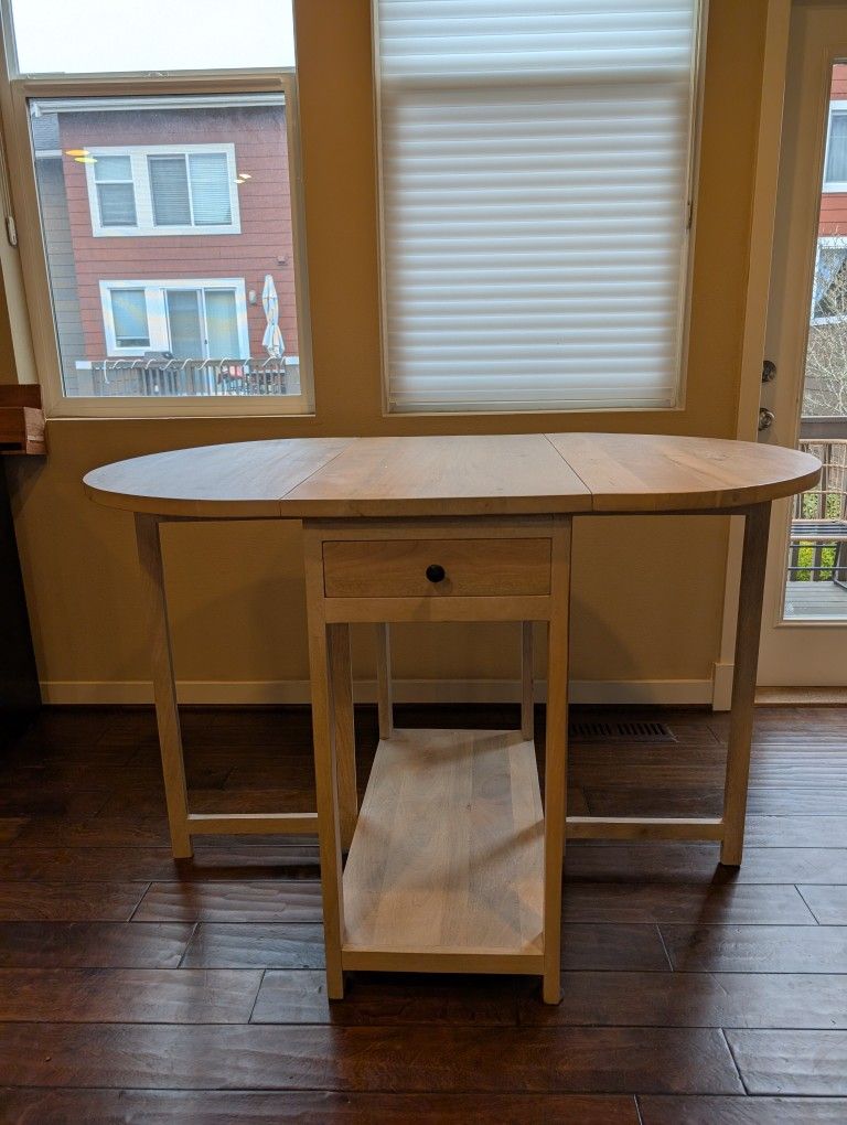 Drop-Leaf Kitchen Island/Table with Stools - $200