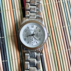 FOLIO Ladies Watch New Battery Silver Dial 7” Metal Band Japan NEW battery