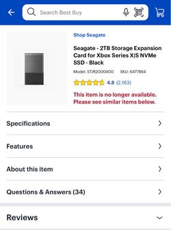 Seagate - 2TB Storage Expansion Card for Xbox Series X|S NVMe SSD - Black