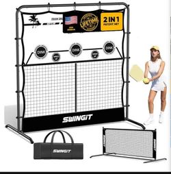 Pickleball Rebounder Practice Net with 6FT Small Mini Pickleball Net Set - Portable Solo Training System for Forehands, Dinks & Volleys, Indoor Outdoo