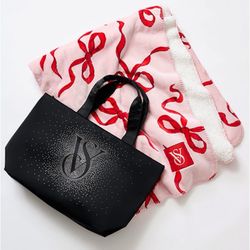 Victoria’s Secret Shine Tote Bag + Cozy Blanket