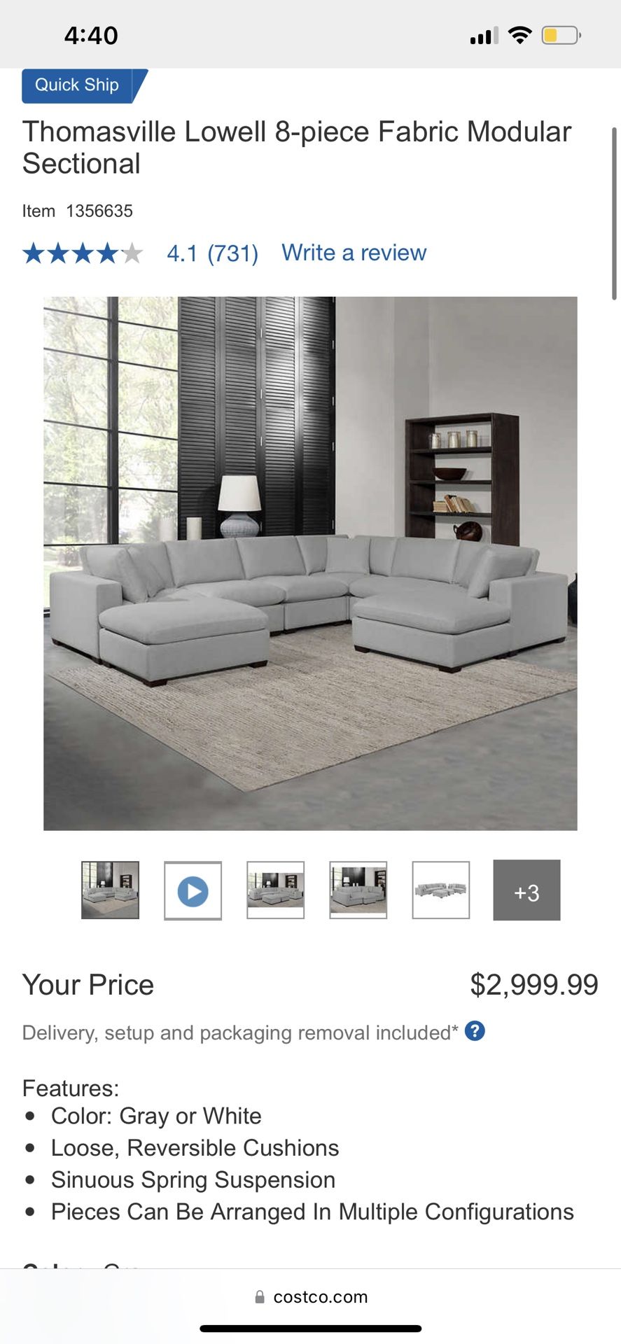 FREE DELIVERY Thomasville Lowell 8piece Fabric Modular Sectional for