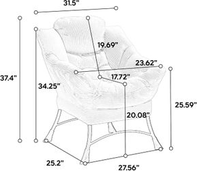 Lazy Chair with Ottoman, Modern Lounge Accent Chair with Armrests and a Side Pocket, Leisure