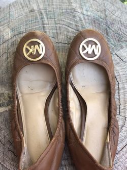 Micheal Kors Brown Leather Ballerina Flats, size 9
