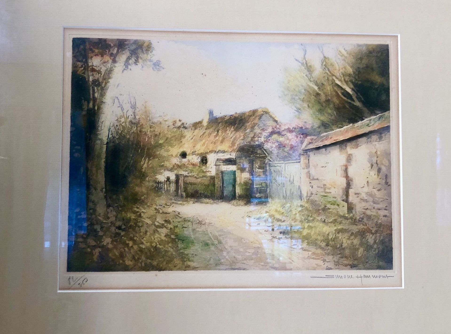 Simone Haumont Landscape Watercolor Signed & Numbered Lithograph Framed 82/250