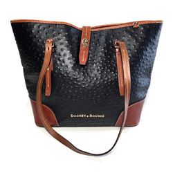 Dooney & Bourke Claremont Dover Black Ostrish Large Tote Bag Purse, 