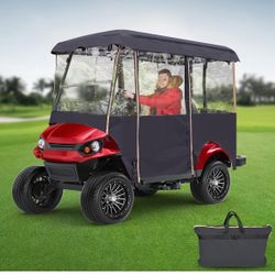 LUPPLE Golf Cart Rain Cover Enclosure 4 Passenger Extended Roof Zipper Black