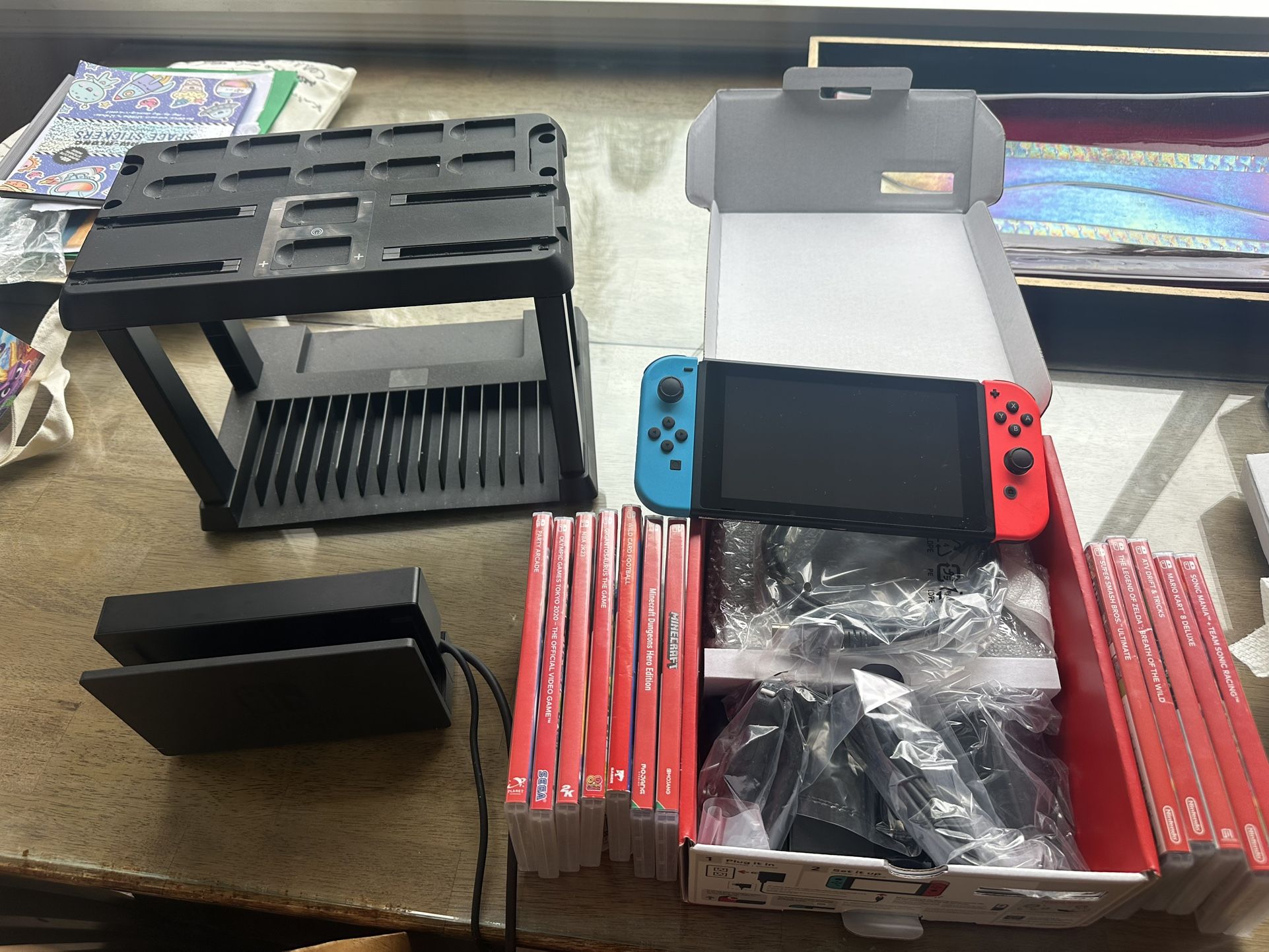 Nintendo Switch Bundle + 12 Games + Extra Charging Dock/Organizer
