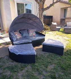 Display model patio furniture set used as a display outdoor patio furniture patio sofa bed outdoor bed canopy bed