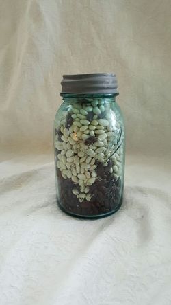 Vintage Blue Quart Ball Jar w/Zinc lid