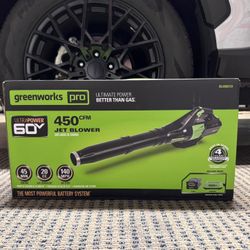 Greenworks 60V 450 CFM Cordless Leaf Blower, 2.0 Ah Battery and Rapid Charger