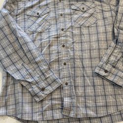 3X Wrangler Men’s Slim Fit Long Sleeve Woven Shirt Plus Sizes Blue Plaid Button