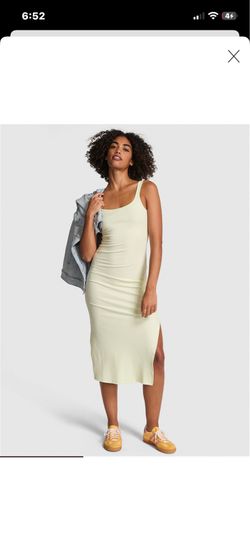 PINK rib bodycon midi dress