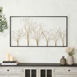 Modern Gold Metal Wall Art with Black Frame, 40'' ,A2786