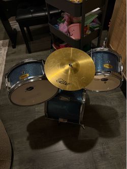 Eastar Blue Glitter Kids Drum set