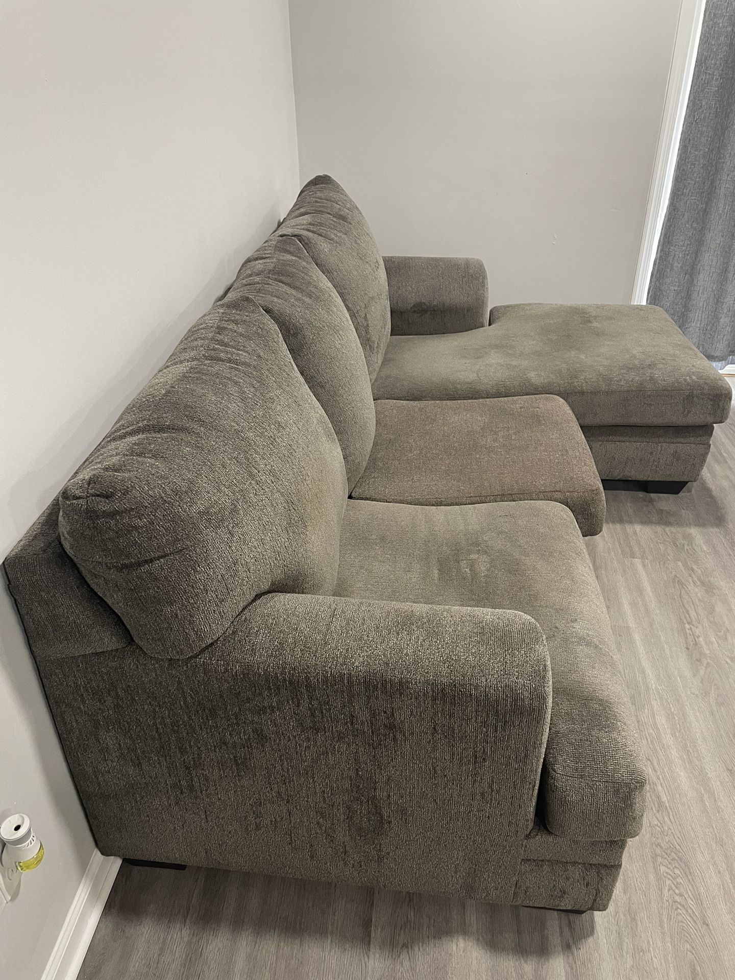 Grey Sofa With Chaise And Oversized Chair With Ottoman