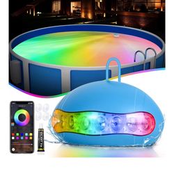 Pool Lights, 18W Underwater Submersible Light, Above Ground Pool Lights with APP Control, RGB Dimmable, Music Sync, IP68 Waterproof, 12V Pool Light fo