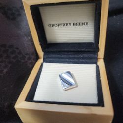 Vintage GEOFFREY BREBE Sterling Sliver Tie Tack Pin Clip Rectangular Mens