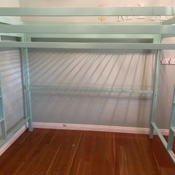 Beautiful Mint- Colored Loft Twin Bed Frame