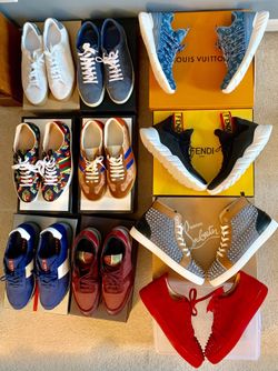 Designer shoes. LV Burberry Fendi Gucci Prada Valentino YSL Louboutin