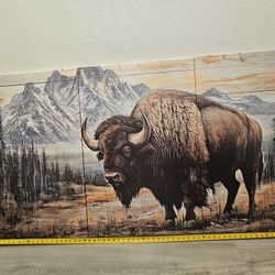 Huge 3-Piece American Bison Canvas Art – Large 24"x36" (Total 72"x36") Triptych
