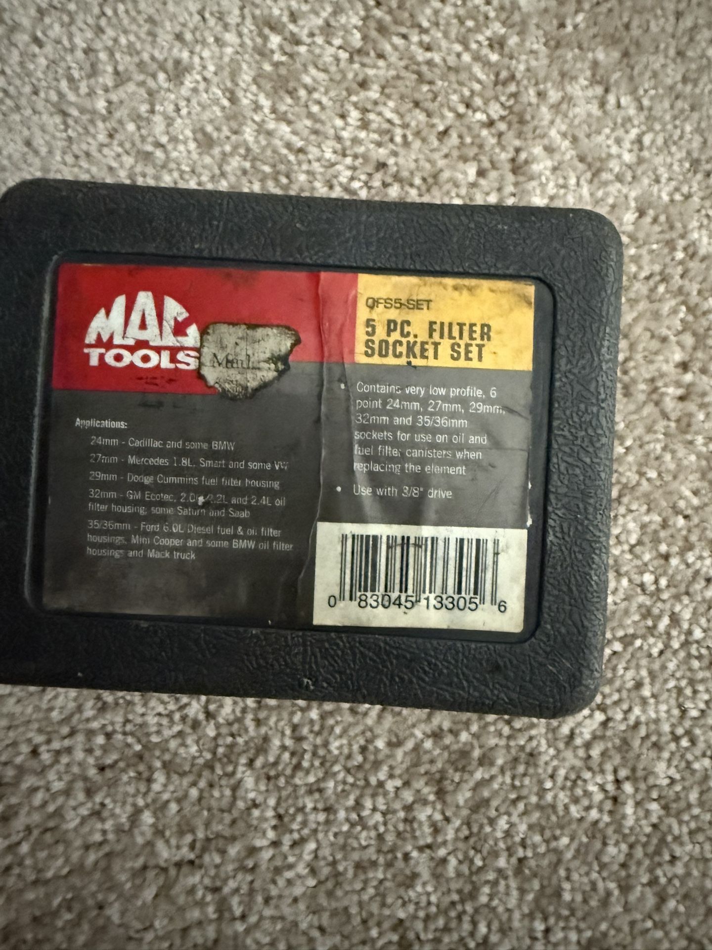 Mac Tools Oil Filter Socket Set Like New