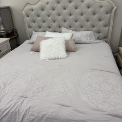 Beautiful Custom Bed Frame With Fabric Headboard, Same Day Delivery 