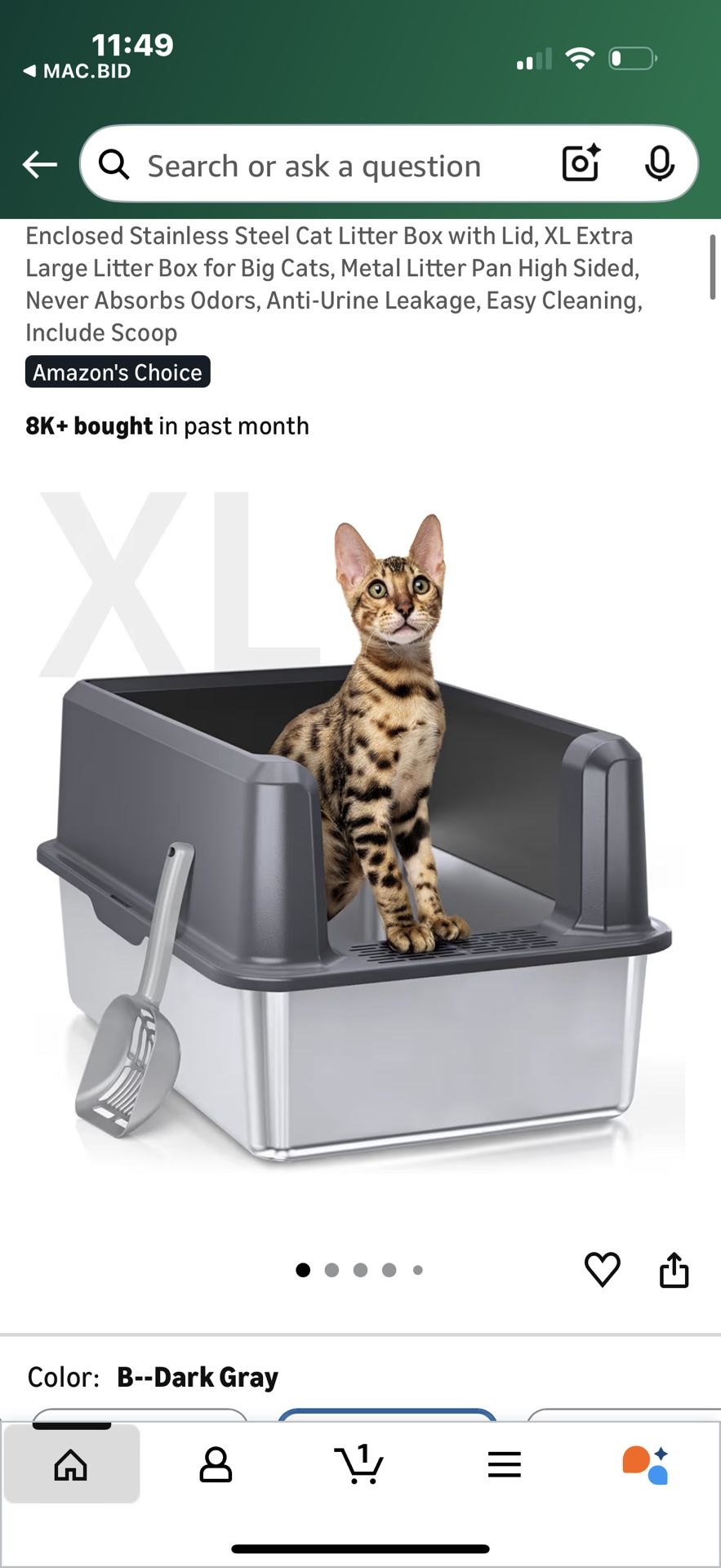 Enclosed Stainless Steel Cat Litter Box with Lid, XL Extra Large Litter Box for Big Cats, Metal Litter Pan High Sided, Never Absorbs Odors, Anti-Urine