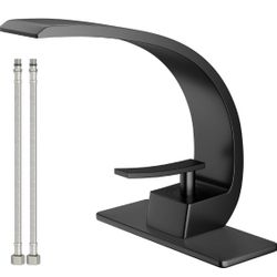 Bathroom Sink Faucet Modern Single Hole 1-Handle Faucet, Matte Black Solid Brass Faucets,Unique Bathroom faucets Mixer Tap