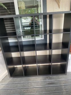 Black 16-Cube Storage Shelf Unit
