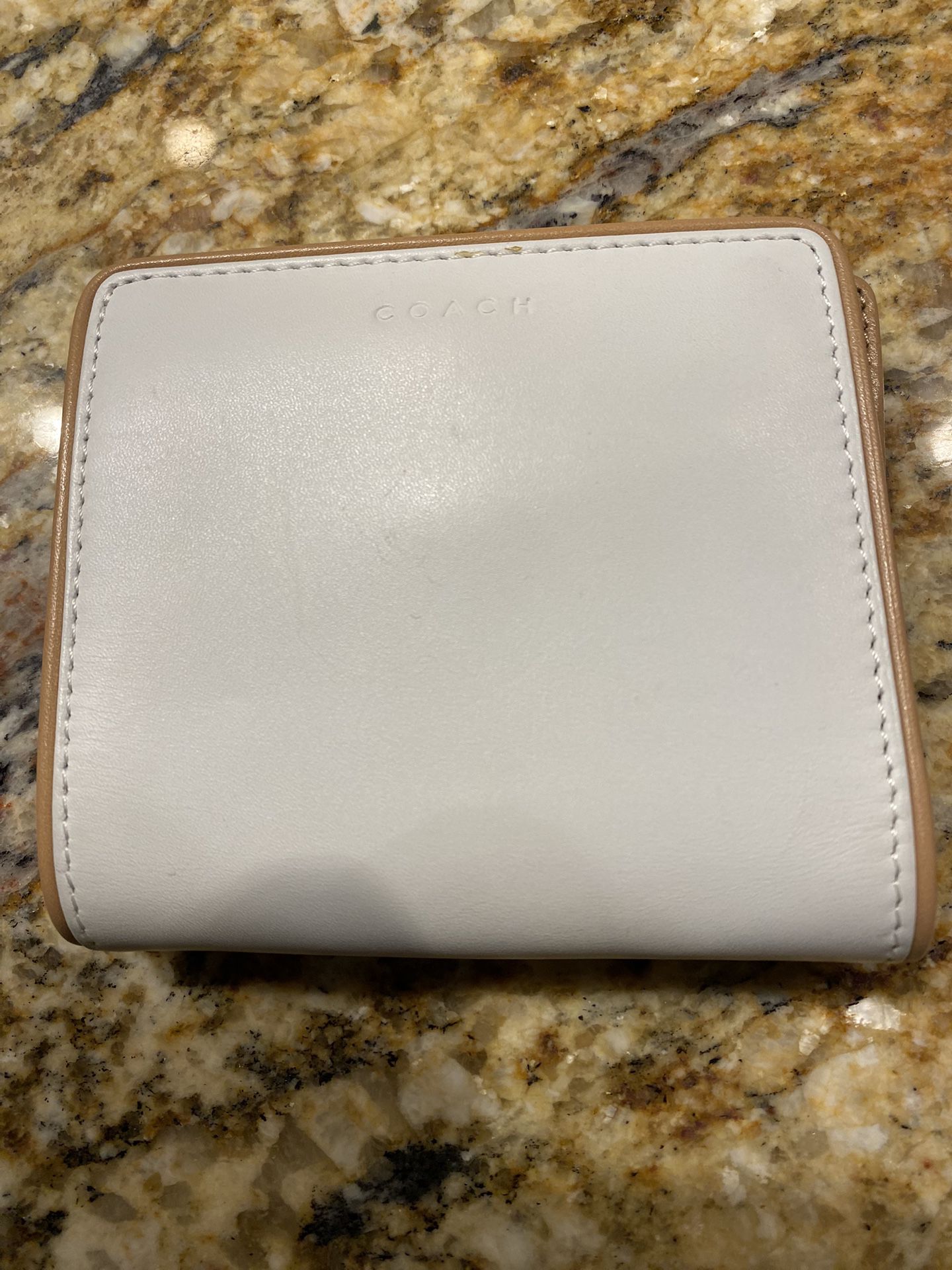 Coach White Small Wallet With Chain Purse 