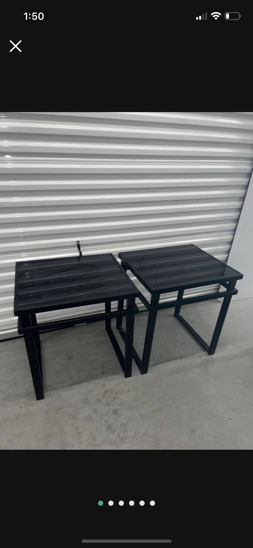 Set of 2 Black Glass End Tables