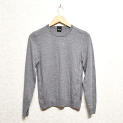 Hugo Boss Finest Italian Yarn Slim Fit Sweater Grey Top long sleeve Crew Neck men's size L Large 