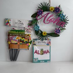 Aloha Party Decorations Photo Props Balloon Banner Luau