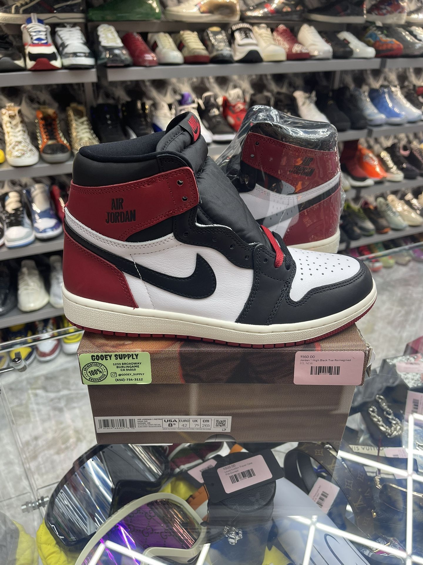 Jordan 1 High Black Toe Reimagined - Size 8.5
