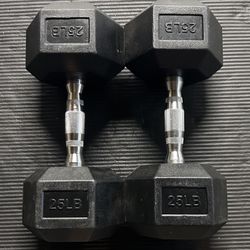 25lb Hex Rubber Dumbbell Pair - NEW