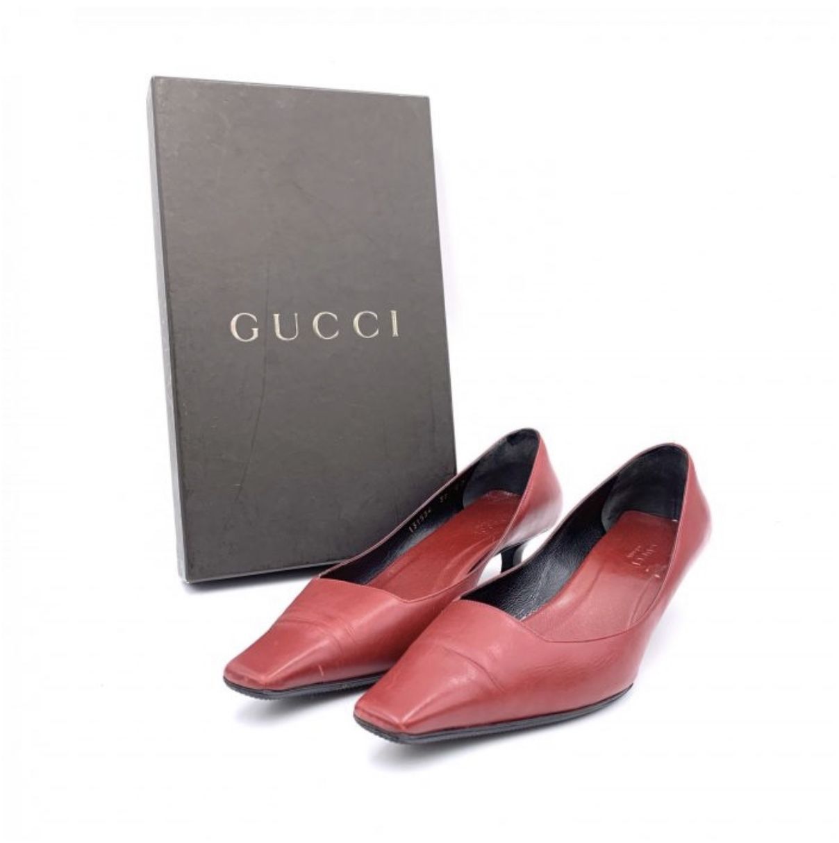 Gucci Authentic Red Square Toe Pumps