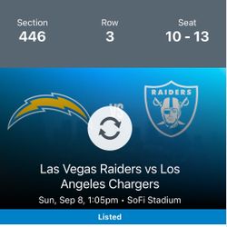 Chargers/Raiders Tickets Todays Game 