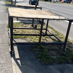 Steel Framed Shop Tables on Castors