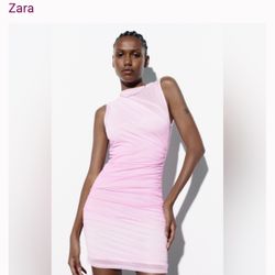 Zara Pink Mesh Mini Dress 